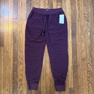 Athleta Attitude Lined Pants, NWT, 12 Tall, purple-brown color